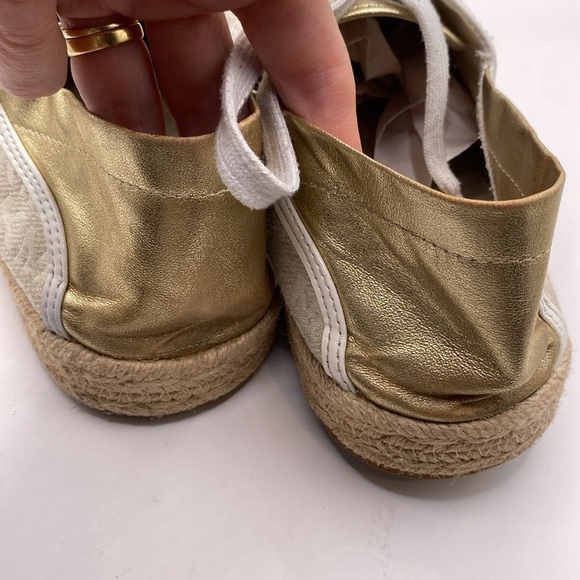 Michael Michael Kors Gold Libby Logo Jacquard Collapsible Heel Sneaker Women’s 9 - Picture 3 of 8